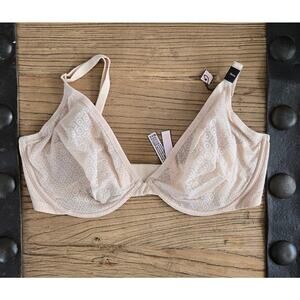 Victoria's Secret Body by Victoria Sheer Beige Plunge Bra sz 34DDD New